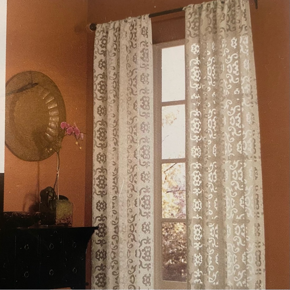 4 40” x 94” Ivory Linen Swirl Sheer Curtains | B. Smith with Style Jafro Burnout
